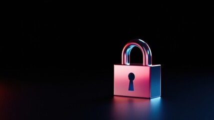 Poster - Digital Security Concept Featuring a Lock and Cybersecurity Symbols in a High-Tech Setting, Highlighting Protection Against Phishing Threats