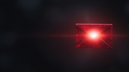 Poster - Red Alert Icon for Suspicious Email Representation in Cybersecurity Context with Dramatic Lighting and Dark Background