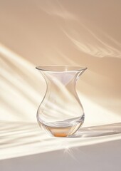 Poster - A clear vase with a yellow base sits on a white background