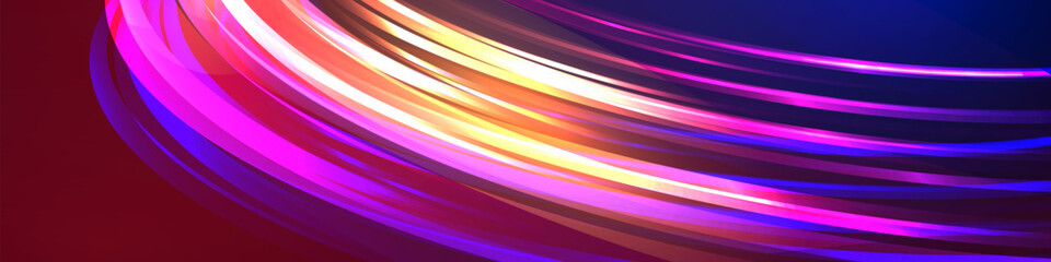 Wall Mural - modern abstract high speed movement. dynamic motion light trails on dark background. futuristic digi