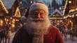 © Galaxyd - Santa Claus in a snowy village with reindeer during Christmas.