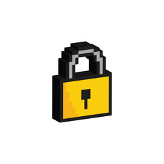 Poster - isometric pixel lock icon vector pixel art for 8 bit game