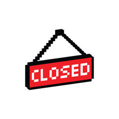 Poster - isometric pixel closed icon. Vector pixel art closed button 8 bit logo for game