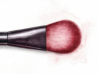 Poster - A beautifully crafted watercolor makeup brush with delicate shading and a minimalist aesthetic isolated against a clean white background showcasing its and professional qualities
