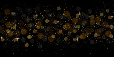 Wall Mural - Background dark Christmas. black background with gold light Bokeh 