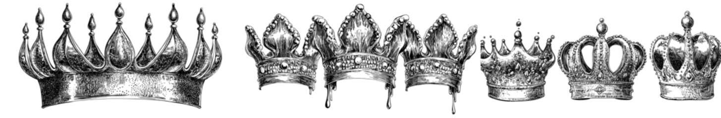 Poster - An illustration of a spray painted graffiti crown sign isolated on a white background with a drip symbol. Taken from a collection of spray painted graffiti crown signs in black over white.