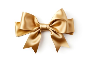 Wall Mural - ribbon gold bow white background.