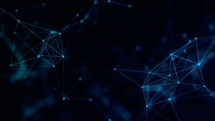 Poster - Abstract background with connecting dots and lines. Network connection structure. Plexus effect. 3d Vector illustration.
