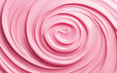 Poster - A close-up view of smooth pink paint swirling in an artistic pattern.