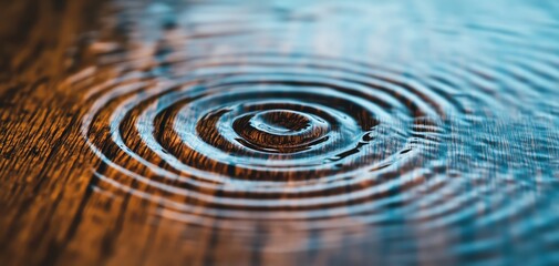 Poster - Close-up of water ripples on a wooden surface, showcasing texture and tranquility.