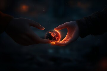 Poster - Hand-touching virtual world with connections. Global exchange of information and technologies.