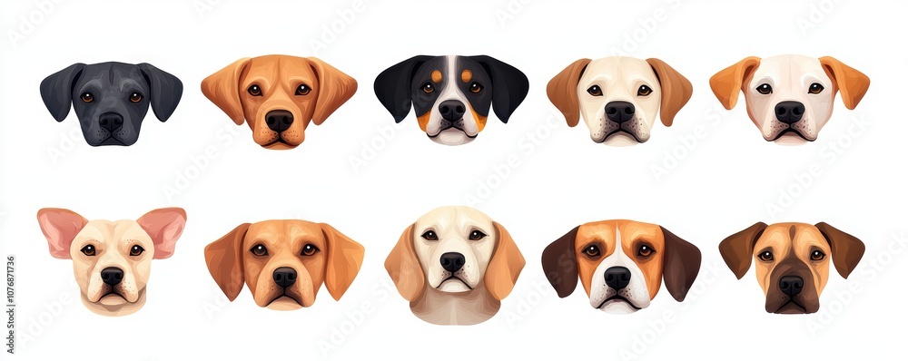 Individual portraits of various dog breeds, featuring natural poses and ...