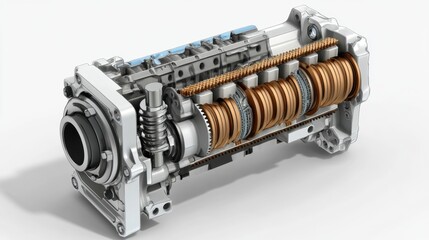 Poster - Detailed Cutaway View of an Engine Component Featuring Precision Engineering and Innovative Design for Automotive Applications and Mechanical Analysis