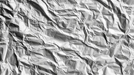 Poster - Textured Crumpled Silver Foil Surface with Random Pleats and Shadows for Artistic Backgrounds and Creative Projects in Minimalistic Style