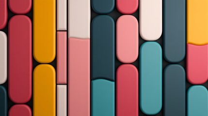Fototapete - Vibrant Mosaic Tiles with Bold Repeating 3D Pattern