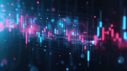 Poster - Abstract Digital Stock Market Data Visualization with Colorful Candlestick Charts and Bright Patterns Illustrating Financial Trends and Market Fluctuations