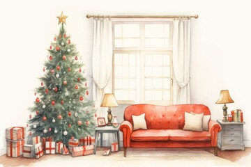 Wall Mural - Living room at Christmas christmas architecture furniture.