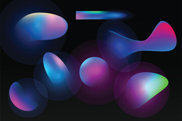 Poster - A collection of vibrant abstract shapes blending blue, purple, and pink hues. Vector illustration