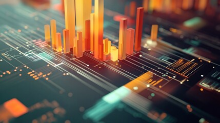 Poster - Growing statistics showing positive trend in futuristic digital environment