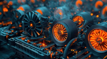 Aufkleber - Industrial process redhot steel rods cooling in rows under standard conditions for enhanced manufacturing performance