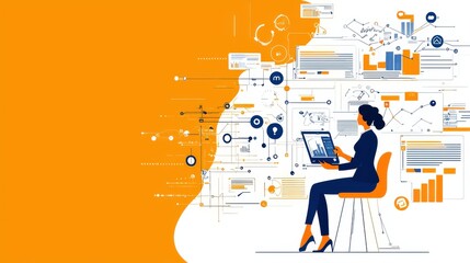 Leinwandbilder - Woman analyzing data insights using advanced technology interface for enhanced decision-making