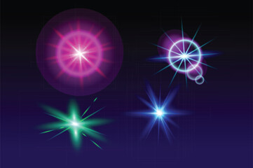 Poster - This image showcases various colorful glowing shapes. Vector illustration