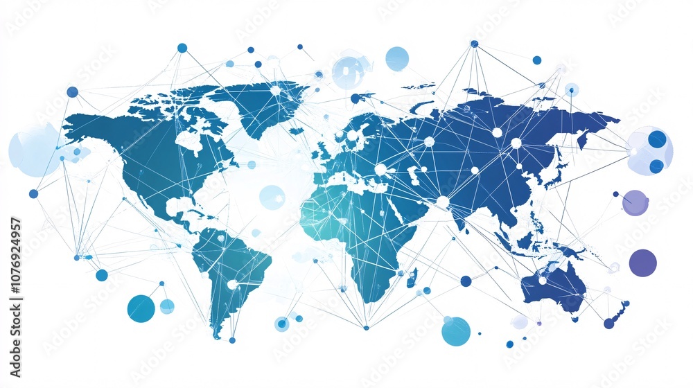 Countries Connecting World map network connecting all continents and countries showing ...