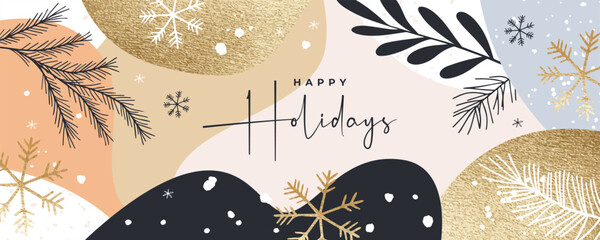 Wall Mural - happy holidays and new year's eve greeting card, poster, web banner, holiday cover. xmas design temp