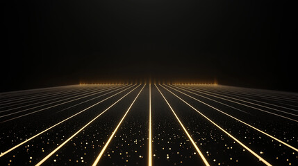 Wall Mural - Black and gold light particle perspective road platform