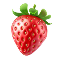 Wall Mural - strawberry 3d render icon isolated on transparent background cutout
