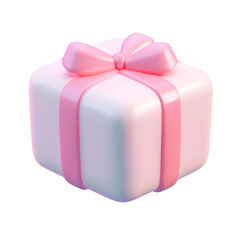 Wall Mural - pink gift box with ribbon 3d render icon isolated on transparent background cutout