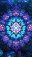 Wall Mural - A vibrant, colorful mandala design featuring intricate patterns and a blend of blue and purple hues, ideal for creative projects.