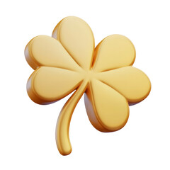Wall Mural - gold leaf clover 3d render icon isolated on transparent background cutout