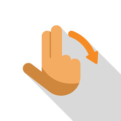 Poster - Multi touch rotate gesture being performed on a touchscreen device, using two fingers and rotating clockwise