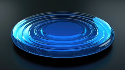 Fototapete - Abstract blue ripple design on a dark background, perfect for creative projects.