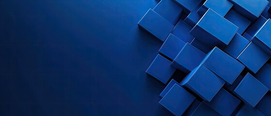 Fototapete - Abstract blue geometric shapes creating a modern digital background.