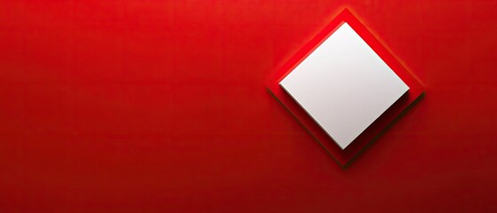 Poster - Abstract geometric design featuring a white diamond shape on a vibrant red background.