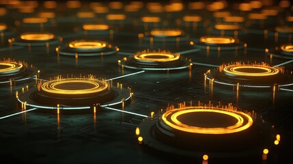 Poster - Abstract technology background with glowing circles and connections