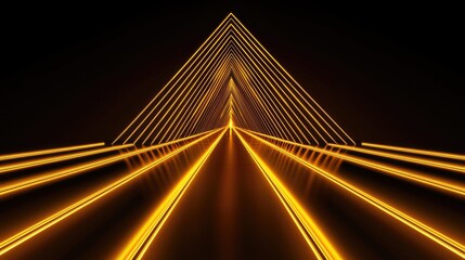 Fototapete - Futuristic abstract design with glowing lines forming a pyramid shape.