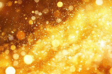 Poster - golden glitter abstract background with bokeh effect, bright shimmering light, sparkles.