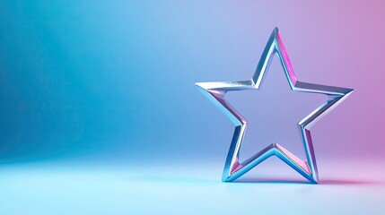 Poster - Metallic star on a gradient background, ideal for creative projects.