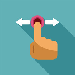 Poster - hand using touchscreen, scrolling or navigating with finger on interactive button and arrows