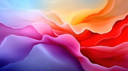 Wall Mural - Colorful abstract waves in vibrant hues of pink, orange, and blue, smooth and flowing.