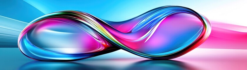 Wall Mural - colorful abstract wave design with smooth gradients, white isolate background.