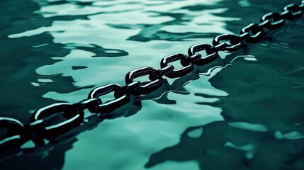 Wall Mural - chain submerged in turquoise water, creating an artistic aquatic scene.