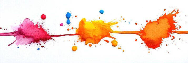 Wall Mural - Colorful splashes of paint on a white background, vibrant and dynamic, ideal for design and artistic projects.