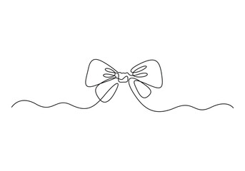 Poster - continuous line drawing of gift bow. bow one line icon. one line drawing background. gift bow black 