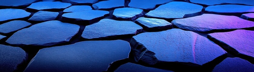 Wall Mural - colorful abstract pattern of cracked ice or stones with shades of blue, purple, and black, captured 