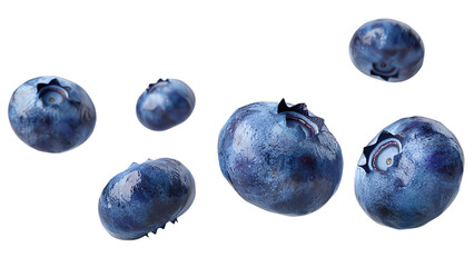 Wall Mural - Falling blueberry isolated on a transparent background