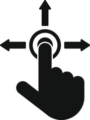 Sticker - Touch screen gesture with four direction arrows, indicating possible choices or navigation options